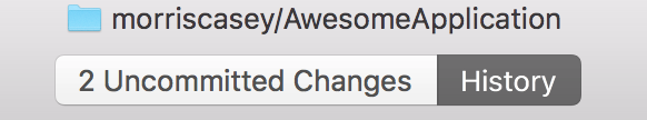 Uncommited Changes is on center top next to history tab.