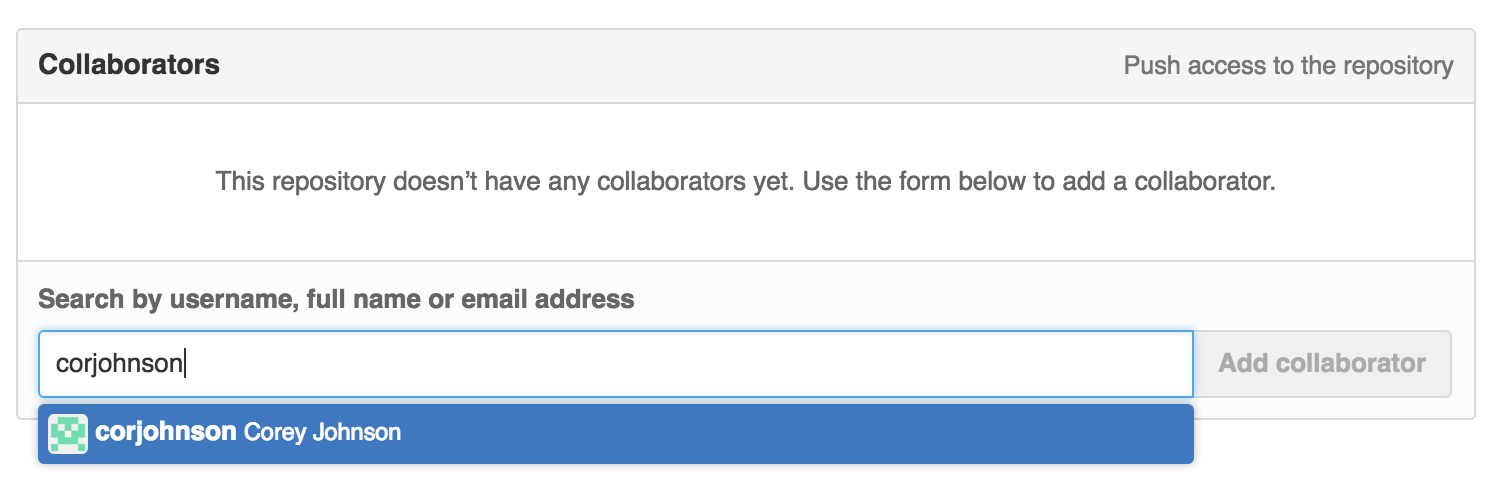 Image of email being entered to add collaborator.