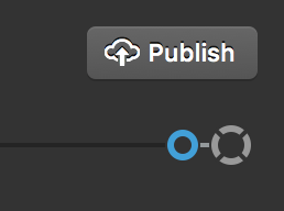 Publish button is on the upper right-hand corner of the applicaiton.