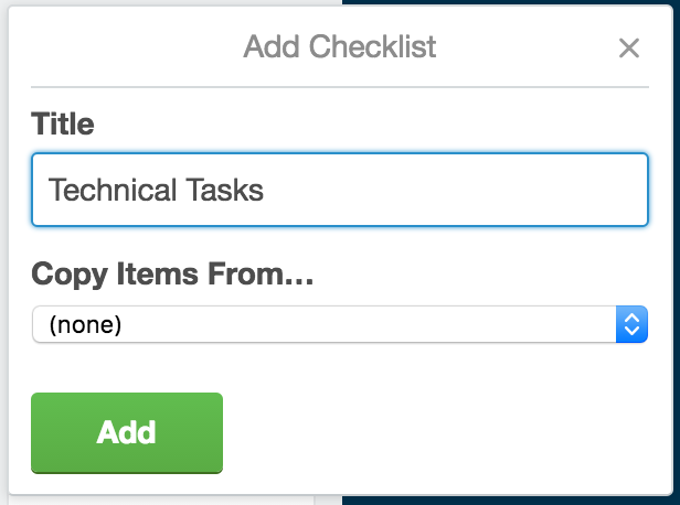 Image shows where to type title for Task checklist